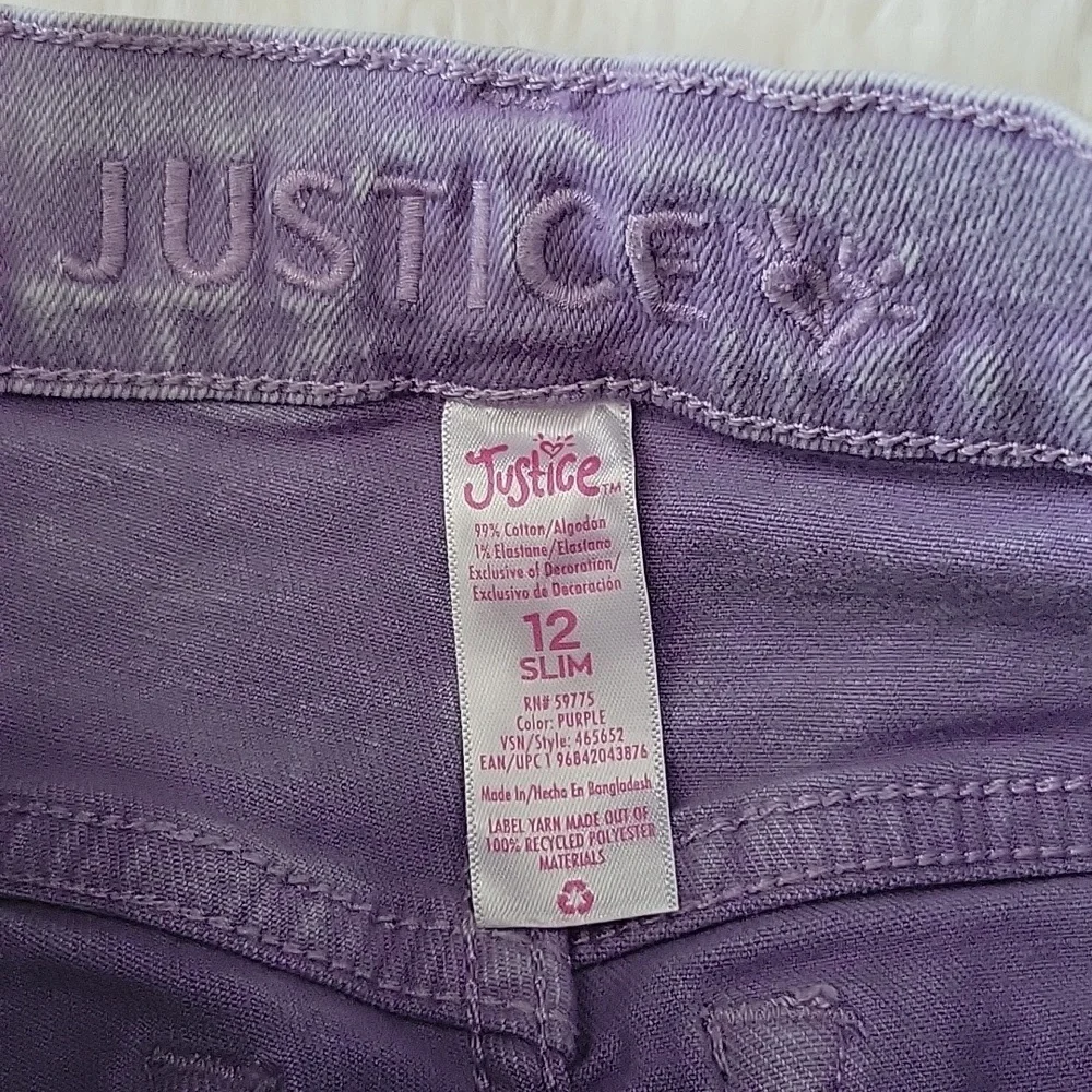 Justice Jeans Bundle 3 Pairs Size 12 Slim Mini Mom Dark, Flippy Sequins, Purple